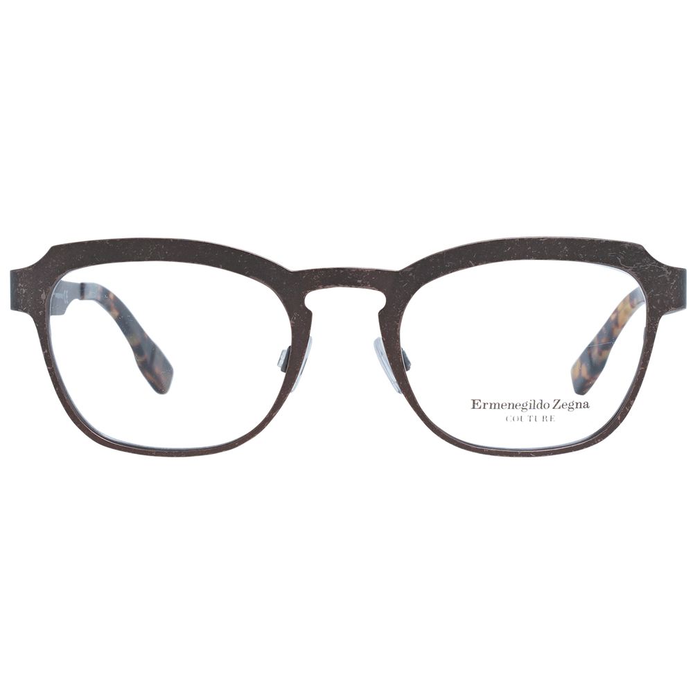 Ermenegildo Zegna Herrenbrille Bronze Titan Vollrand Trapezform mit Kunststoffgläsern ohne Extras