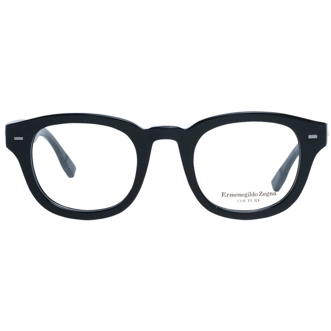 Ermenegildo Zegna Herrenbrille schwarz Kunststoff vollrand rund mit Federscharnier und Etui