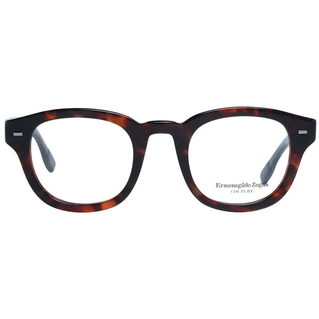 Ermenegildo Zegna Herren Brille braune runde Vollrand Kunststofffassung ohne Effekte mit Federscharnier und Marken-Etui