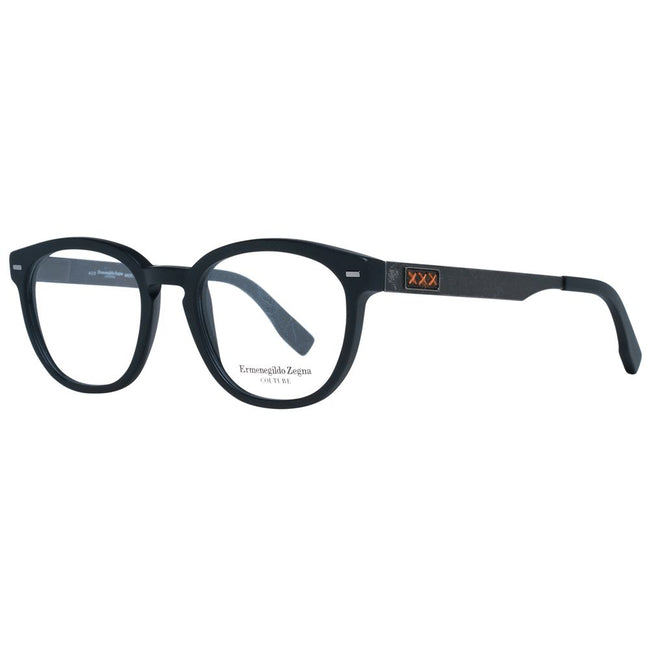 Ermenegildo Zegna Herrenbrille schwarzer Kunststoffvollrandrahmen rund ohne Extras mit Marken-Etui