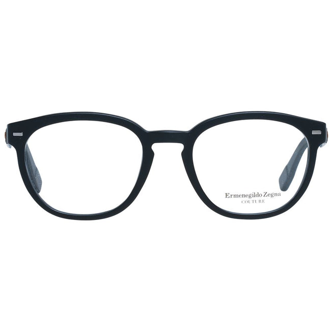 Ermenegildo Zegna Herren schwarze Kunststoffbrille rund ohne Extras mit Marken-Etui