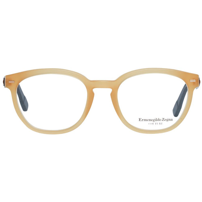 Ermenegildo Zegna honigfarbene Herrenbrille aus Metall und Kunststoff mit rundem Vollrandrahmen