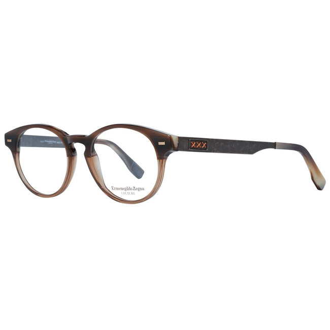 Ermenegildo Zegna Herren braune Kunststoffbrille rund Vollrand ohne Extras mit Marken-Etui