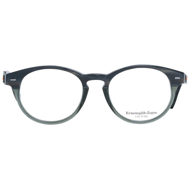 Ermenegildo Zegna graue Herren Kunststoffbrille rund mit Vollrand und Marken-Etui