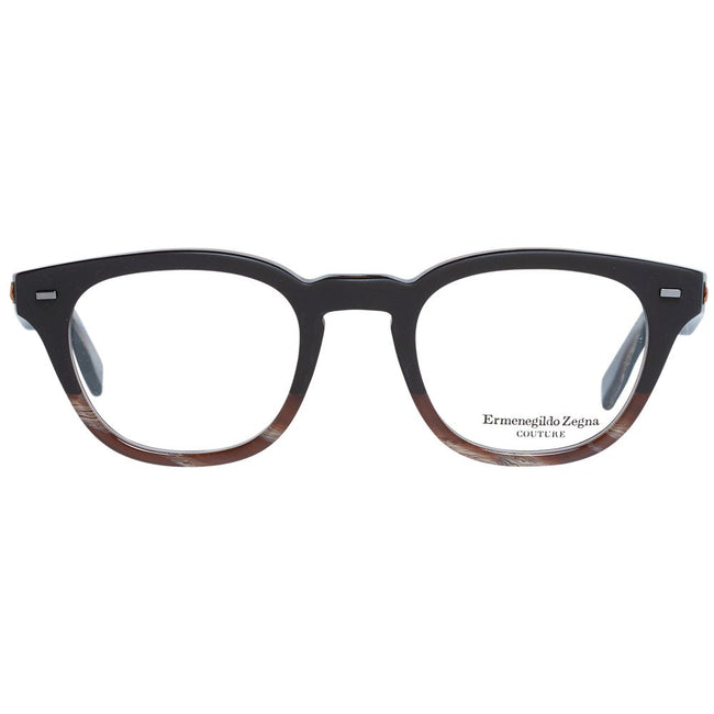 Ermenegildo Zegna braune Herren Kunststoffbrille mit Trapez-Vollrandrahmen und Federscharnier