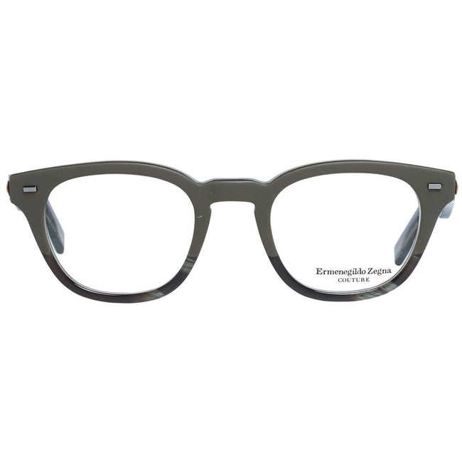 Ermenegildo Zegna Herren olivgrüne Kunststoffbrille rund mit Vollrand und Federscharnier