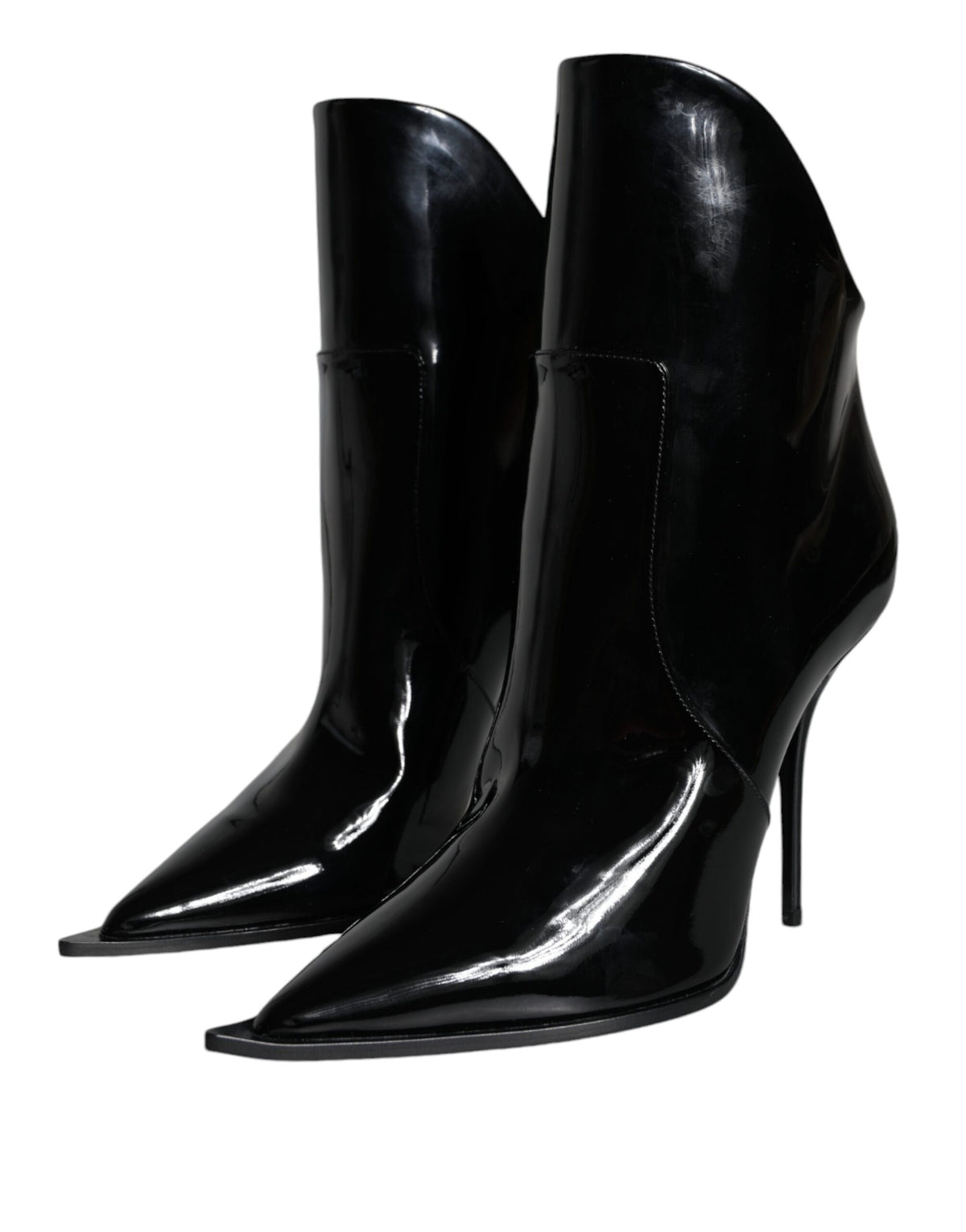 Dolce & Gabbana Black Patent Leather Lace-Up Boots Shoes