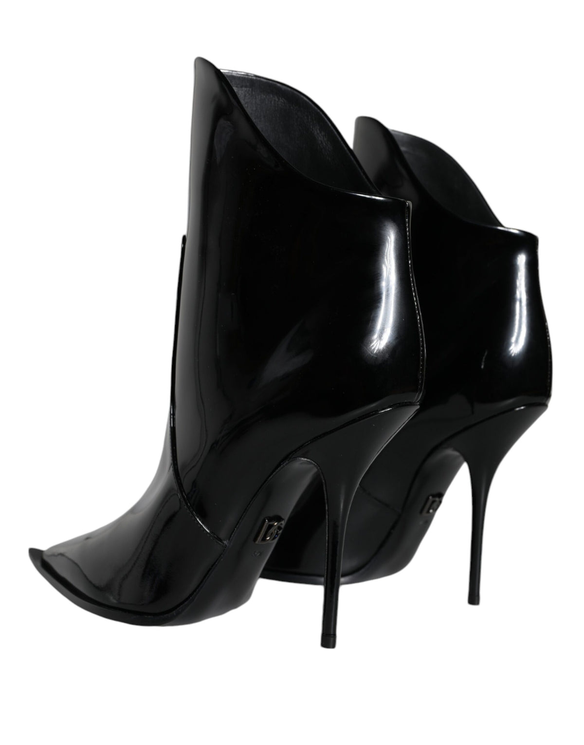 Dolce & Gabbana Black Patent Leather Lace-Up Boots Shoes