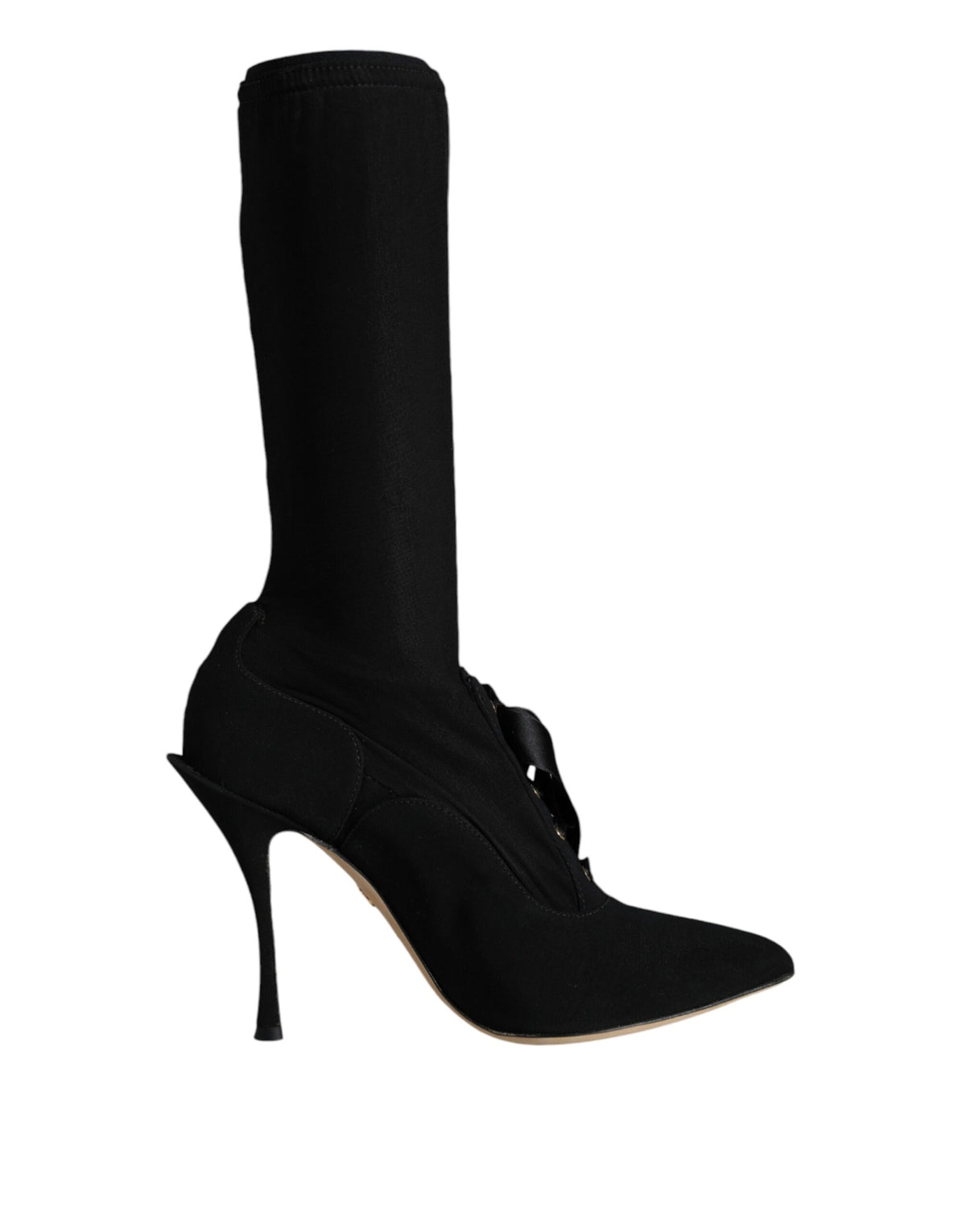 Dolce & Gabbana Black Stiletto Heel Mid-Calf Boots Shoes