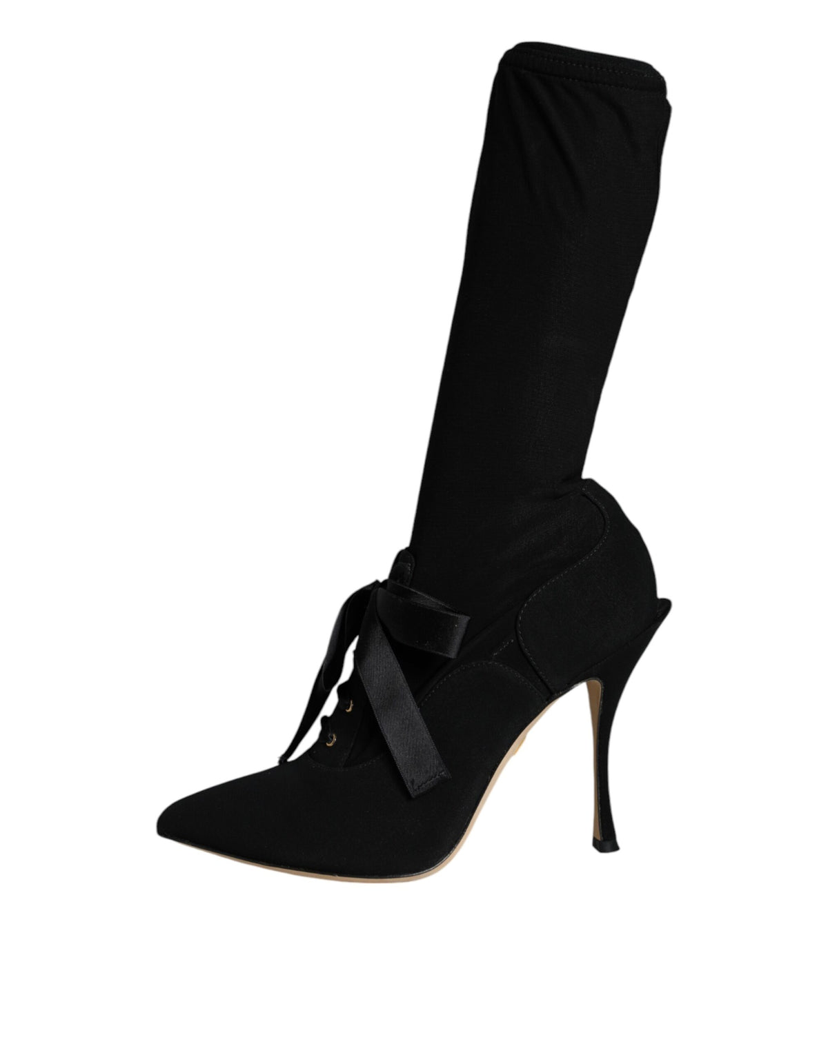 Dolce & Gabbana Black Stiletto Heel Mid-Calf Boots Shoes