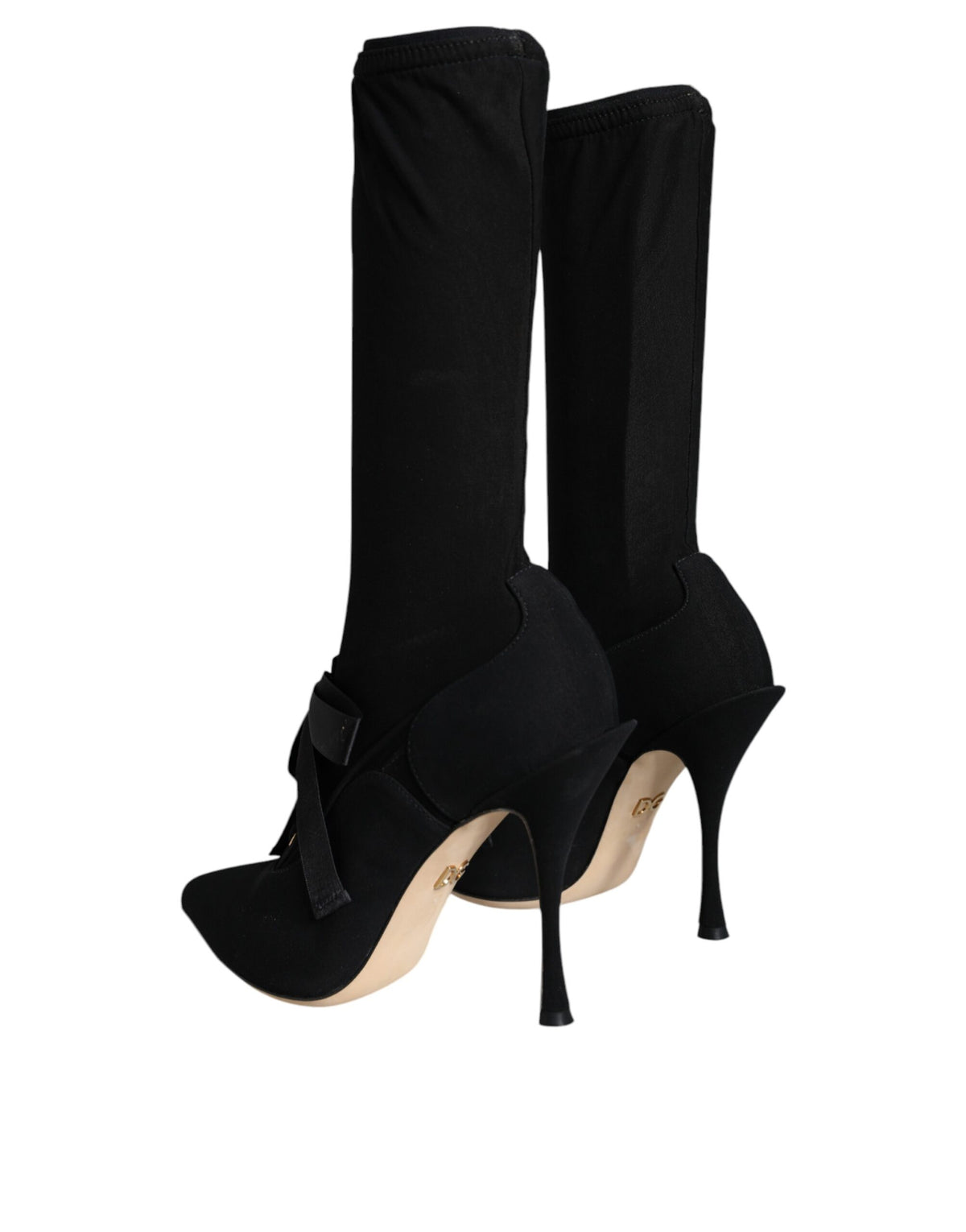 Dolce & Gabbana Black Stiletto Heel Mid-Calf Boots Shoes