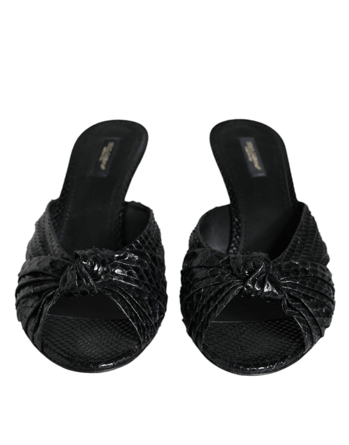 Dolce & Gabbana Black Leather Heels Sandals Shoes