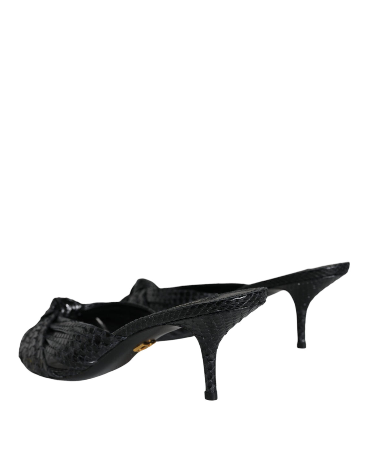 Dolce & Gabbana Black Leather Heels Sandals Shoes