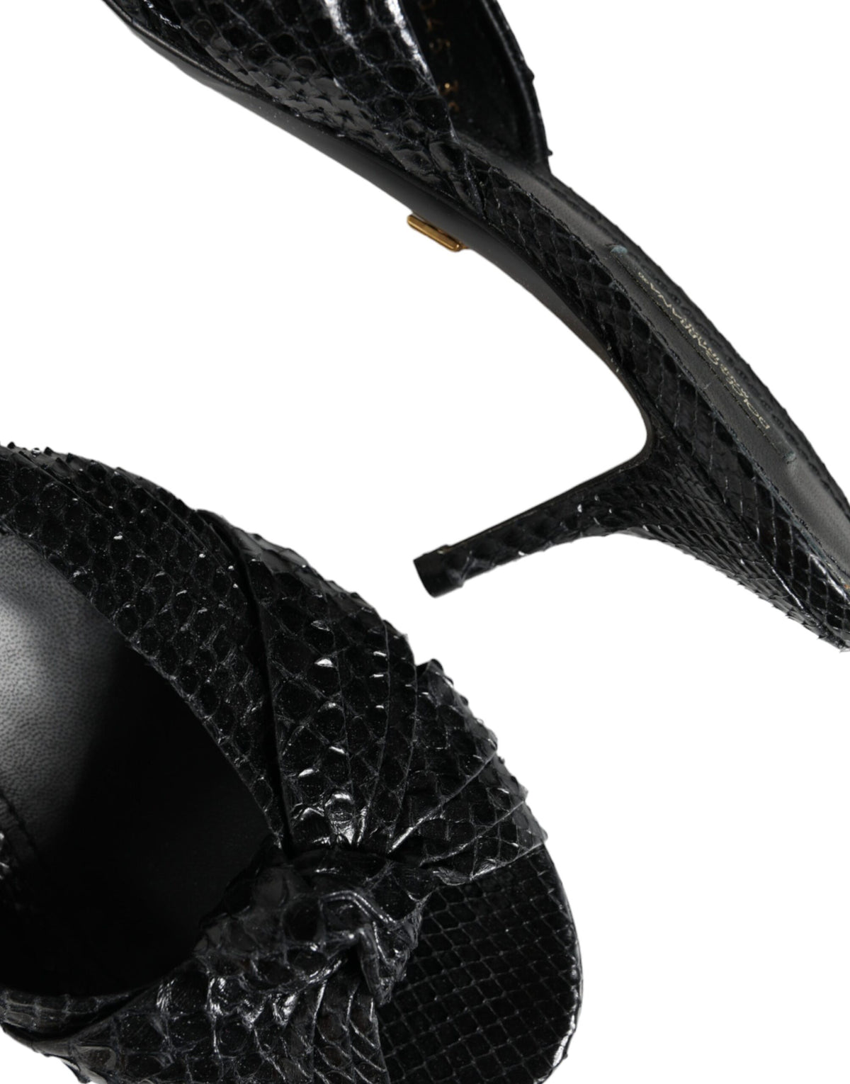 Dolce & Gabbana Black Leather Heels Sandals Shoes