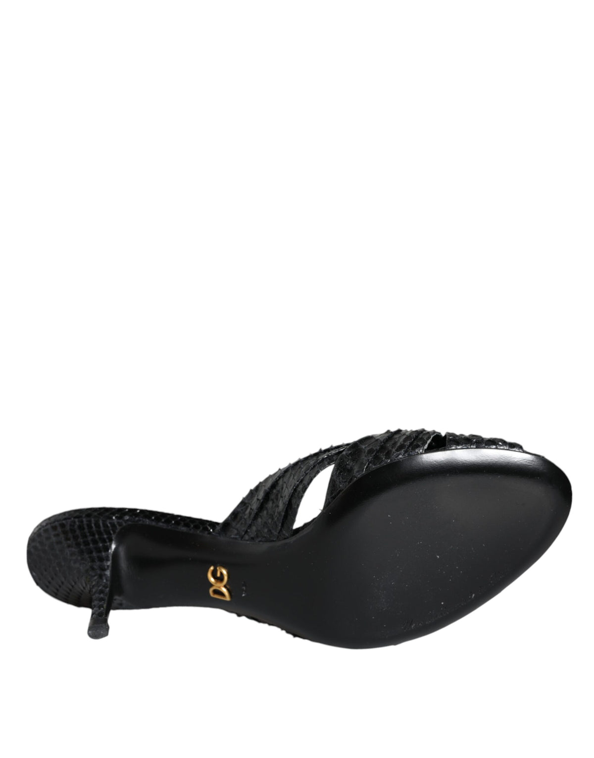 Dolce & Gabbana Black Leather Heels Sandals Shoes