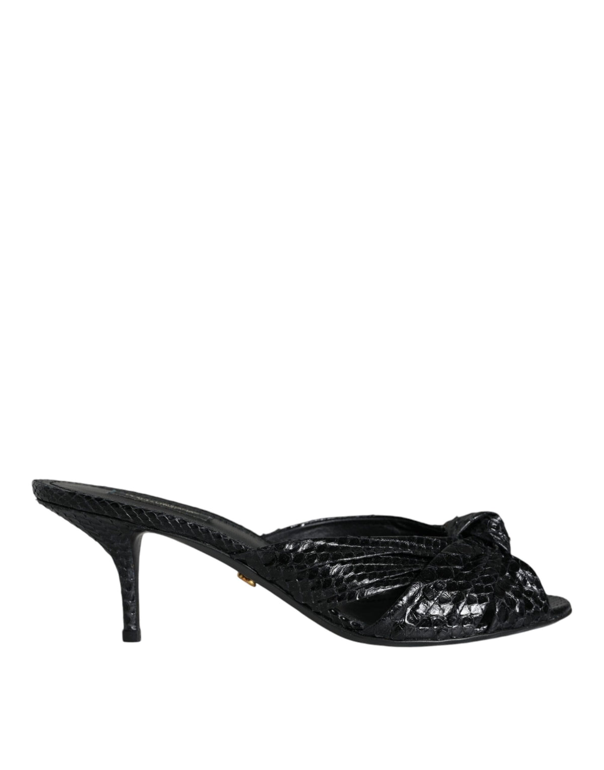 Dolce & Gabbana Black Leather Heels Sandals Shoes