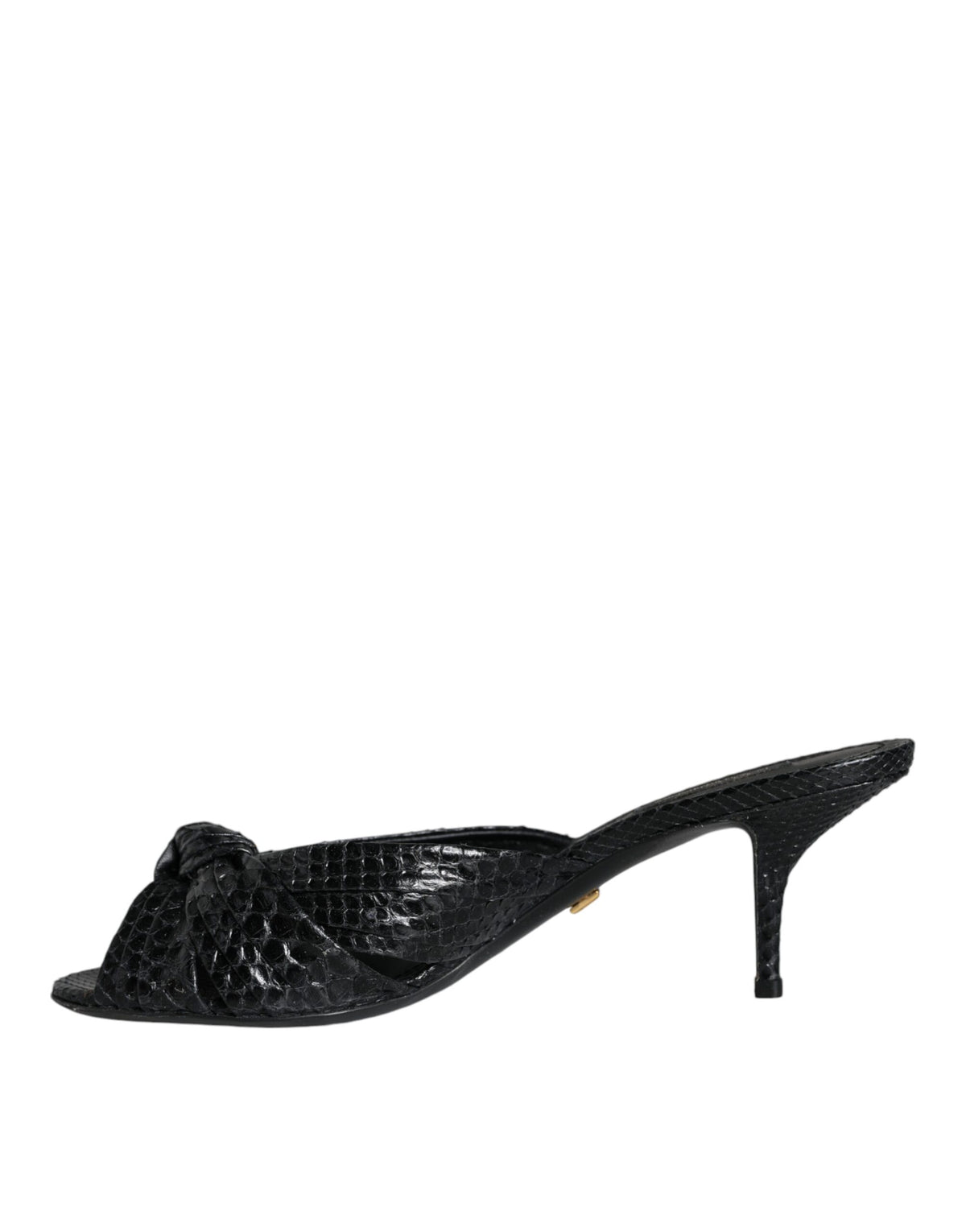 Dolce & Gabbana Black Leather Heels Sandals Shoes