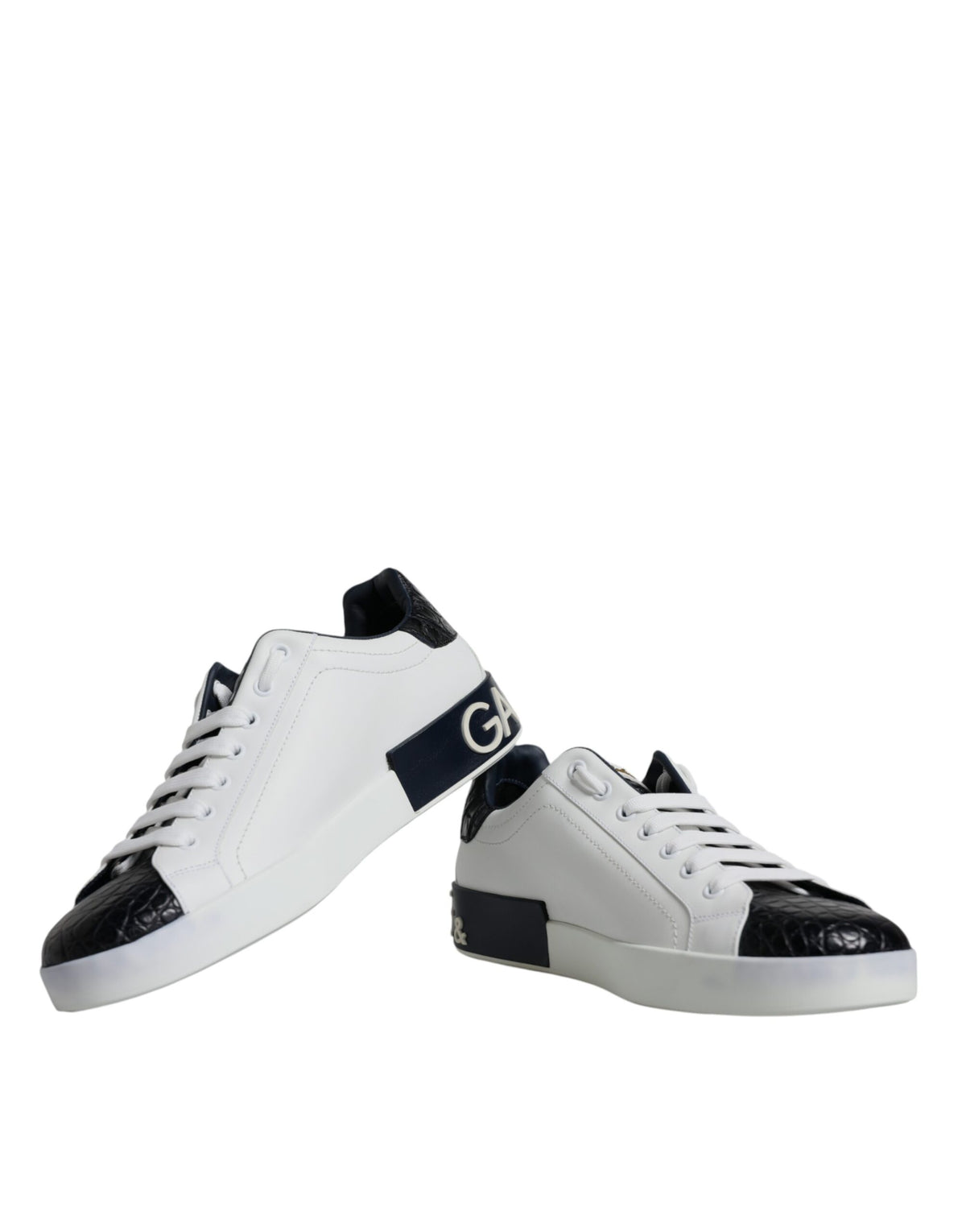 Dolce & Gabbana Weißes Leder Logo Portofino Sneaker Schuhe