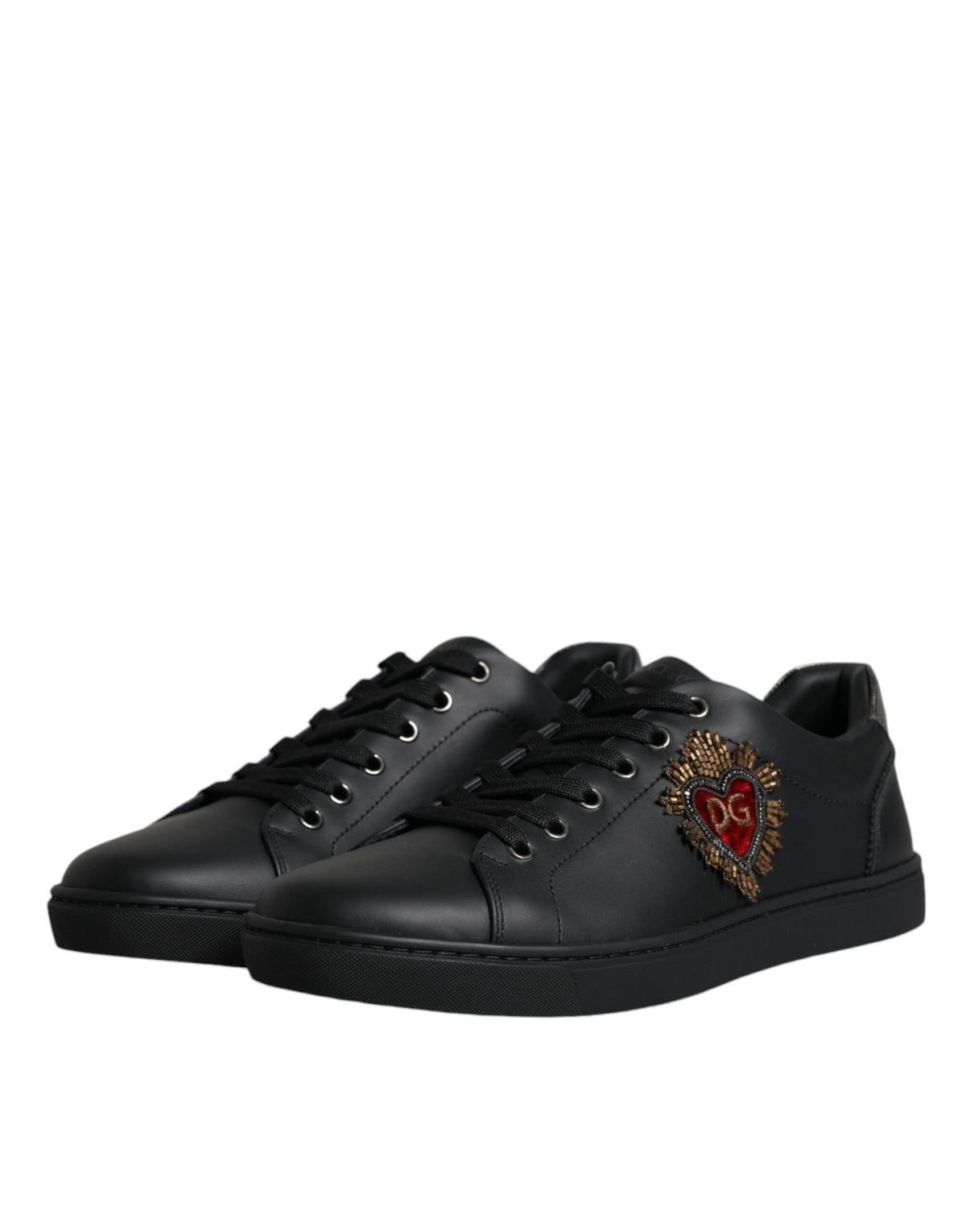 Dolce & Gabbana Black London Sacred Heart Men's Sneakers Shoes