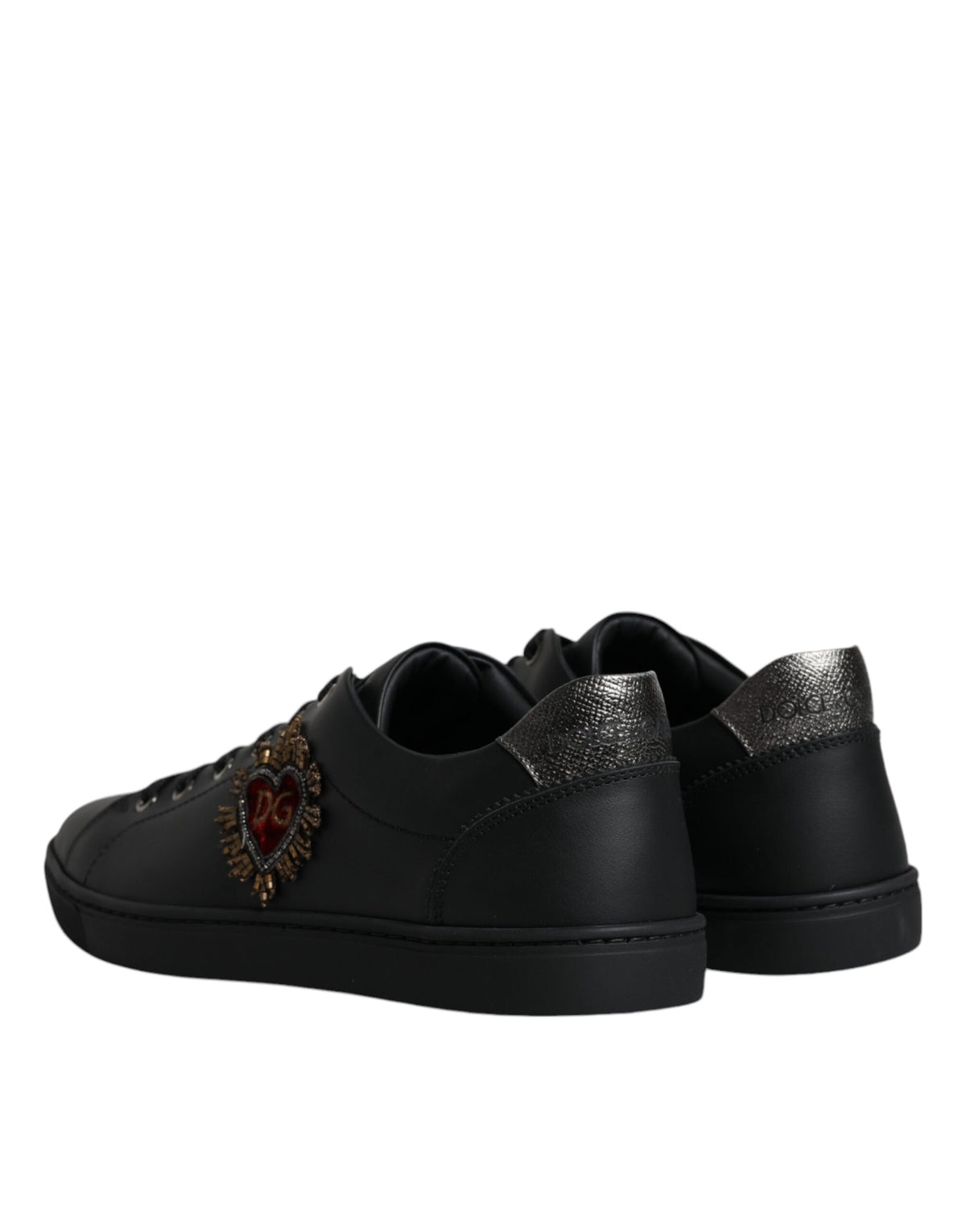 Dolce & Gabbana Black London Sacred Heart Men's Sneakers Shoes