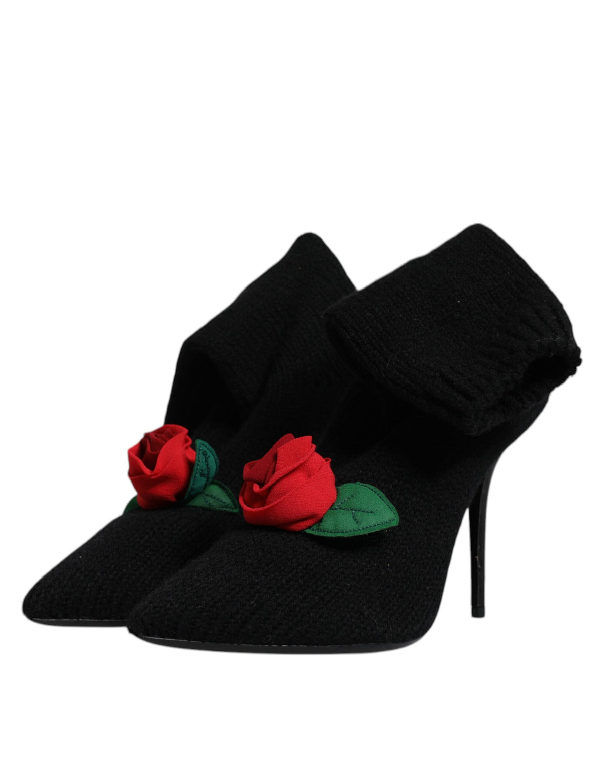 Dolce & Gabbana Black Stiletto Heel Mid-Calf Boots Shoes