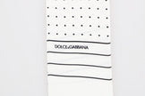 Dolce & Gabbana Weißes gepunktetes Seiden-Skinny-Tuch