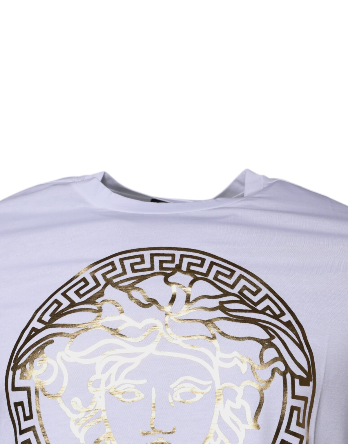 Versace White Cotton Crew-Neck T-Shirt with Medusa Print