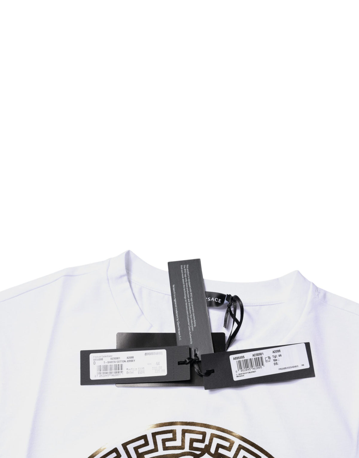 Versace White Cotton Crew-Neck T-Shirt with Medusa Print