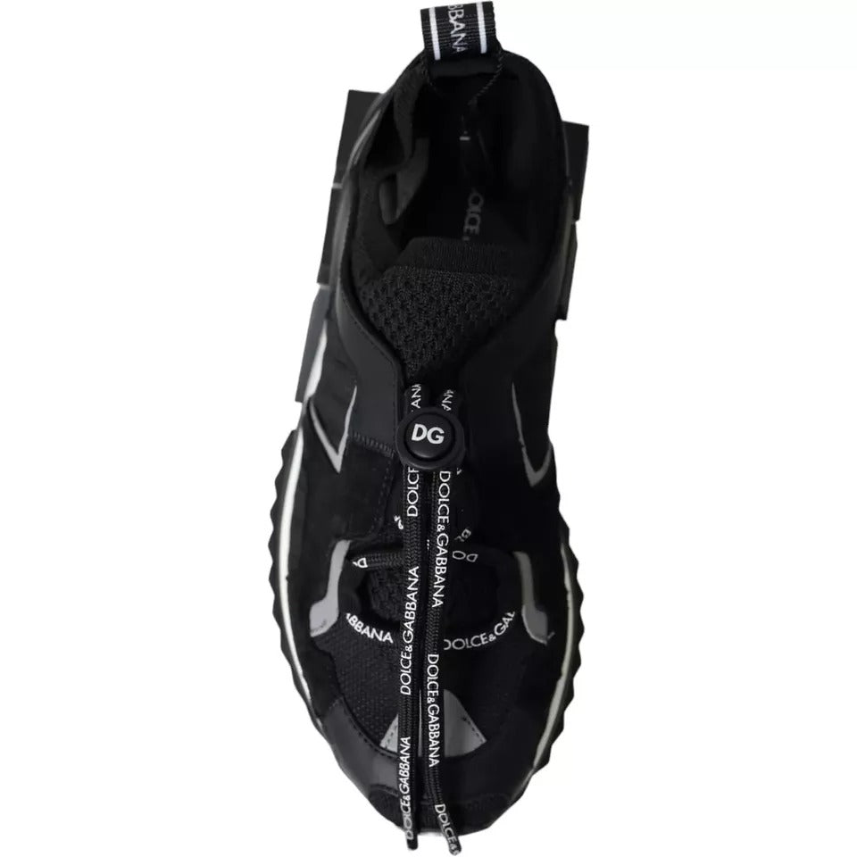 Dolce & Gabbana Black White Logo Sorrento Men's Sneakers Shoes