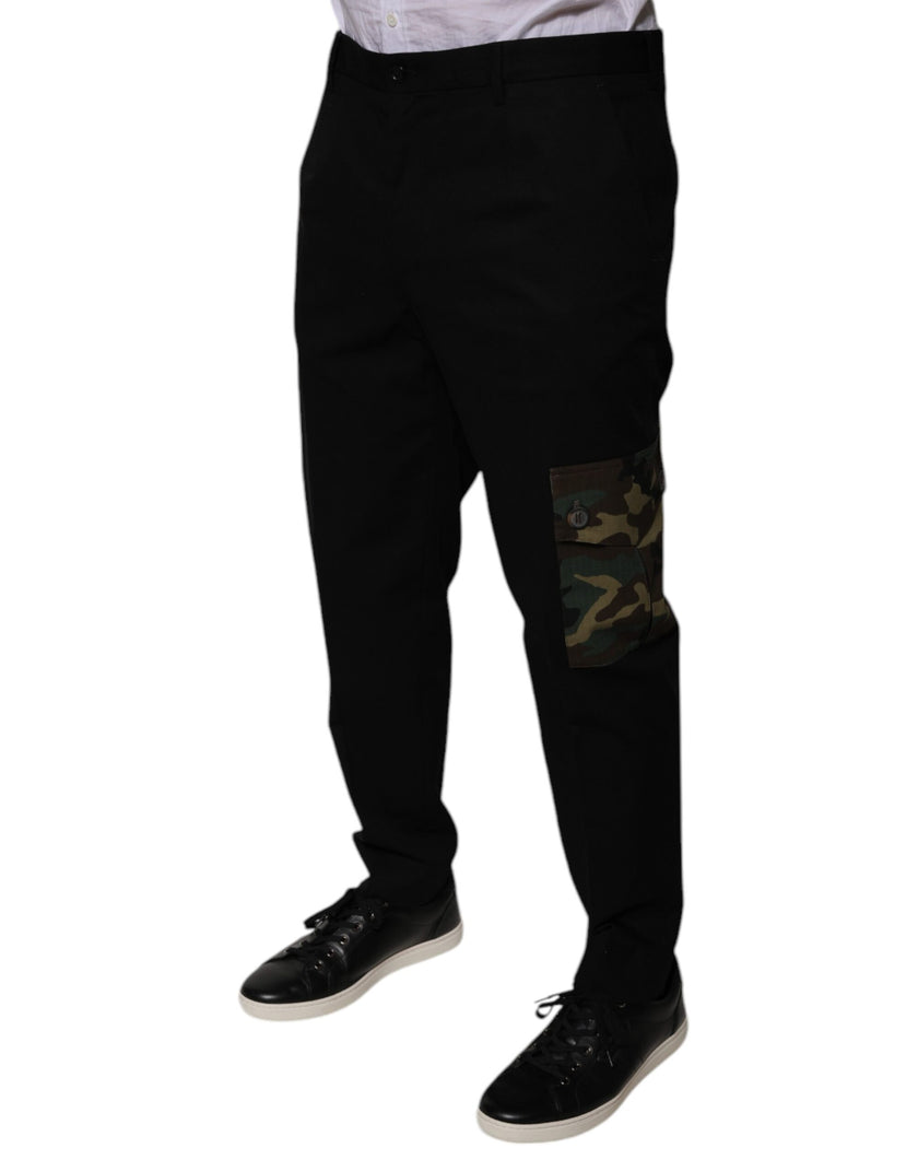 Dolce & Gabbana Schwarze Baumwolle Männer Cargo Freizeithosen