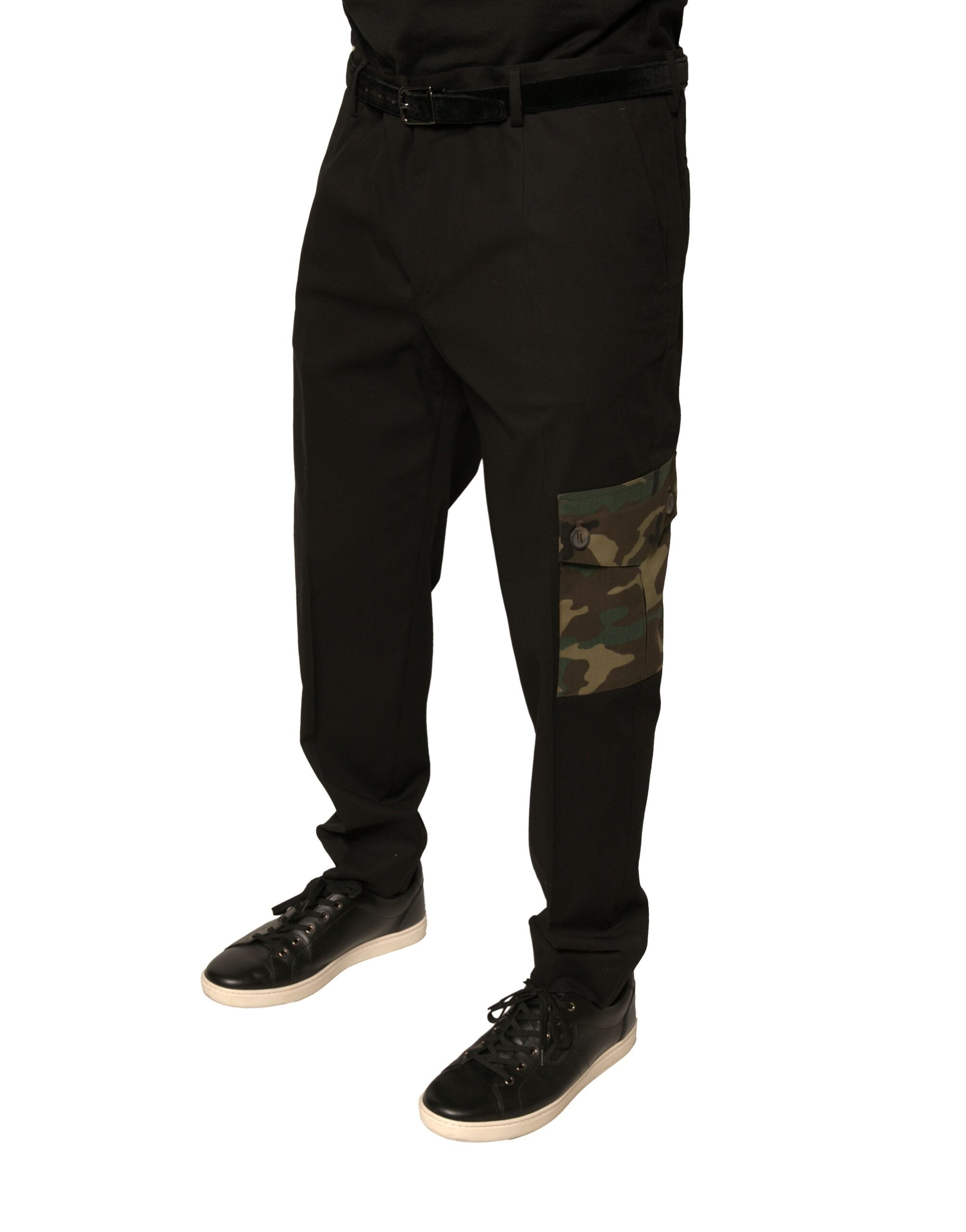 Dolce & Gabbana Schwarze Baumwolle Männer Cargo Freizeithosen