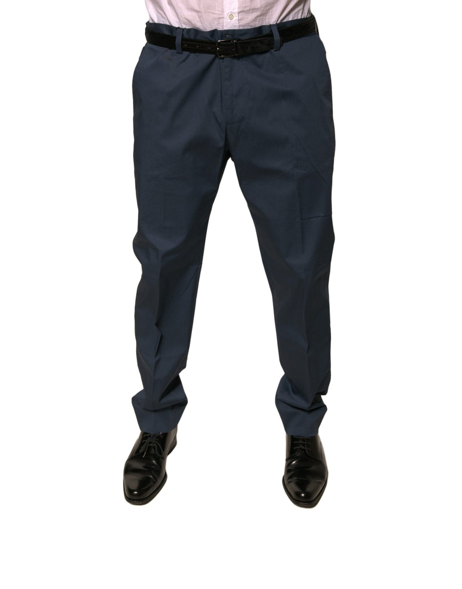 Dolce & Gabbana Dunkelblaue Cotton Stretch Skinny Herren Anzughose