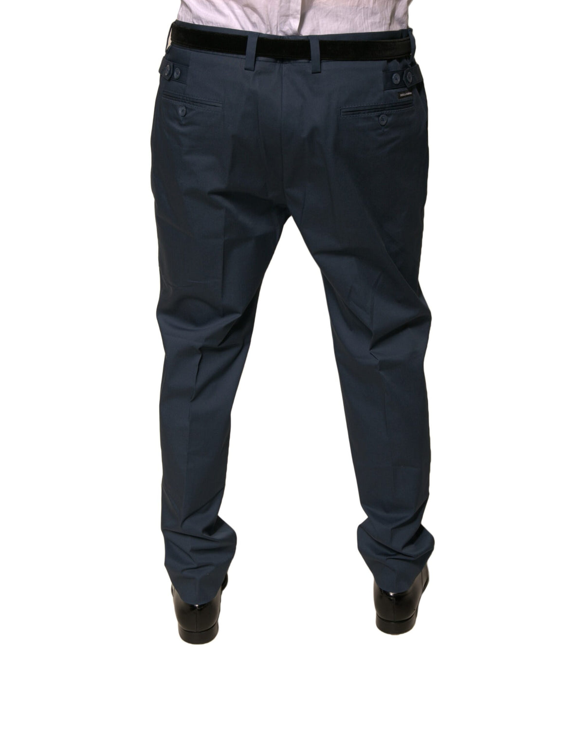 Dolce & Gabbana Dunkelblaue Cotton Stretch Skinny Herren Anzughose
