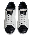 Dolce & Gabbana Weiß Schwarz Leder Portofino Turnschuhe Schuhe