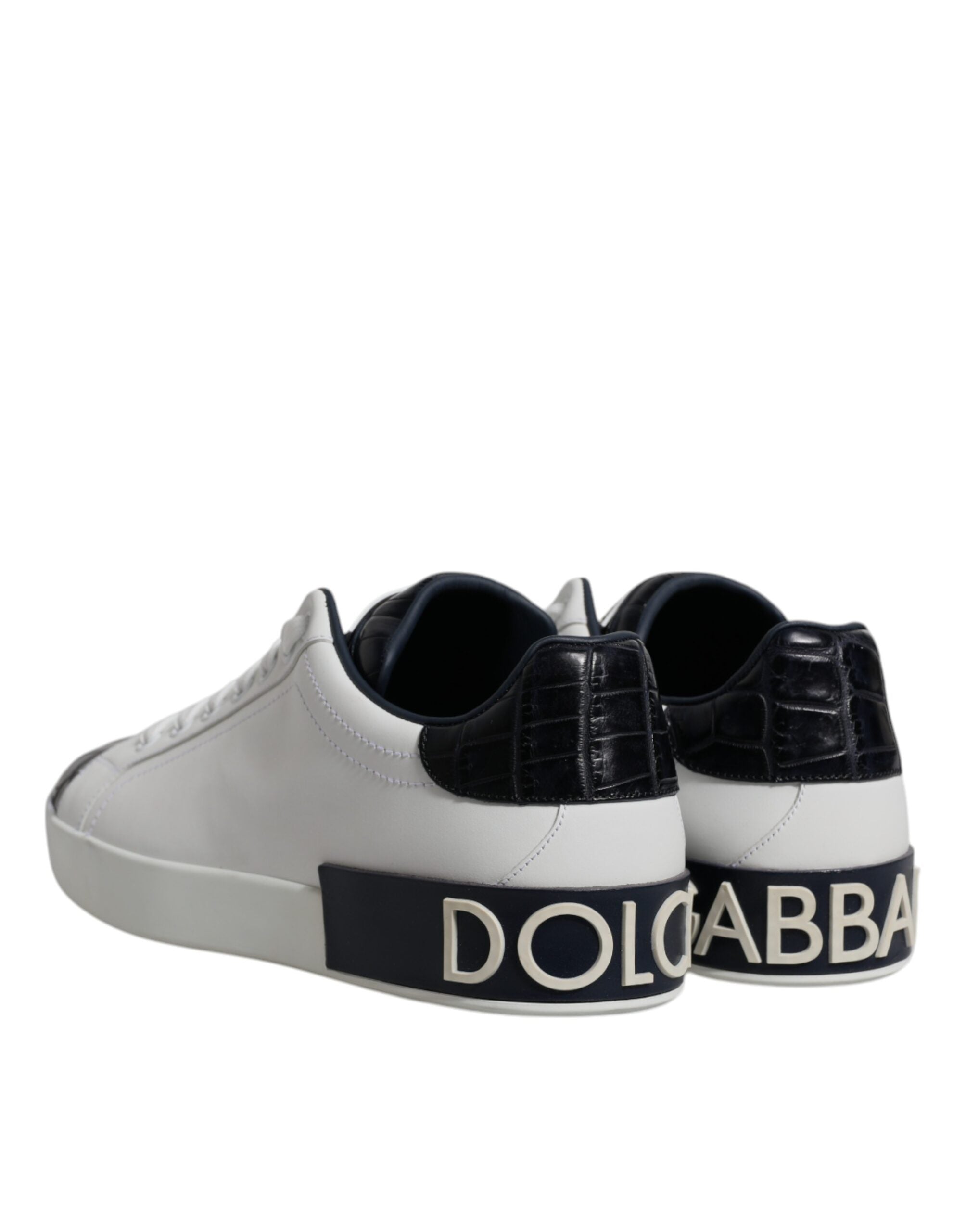 Dolce & Gabbana Weiß Schwarz Leder Portofino Turnschuhe Schuhe
