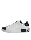 Dolce & Gabbana Weiß Schwarz Leder Portofino Turnschuhe Schuhe