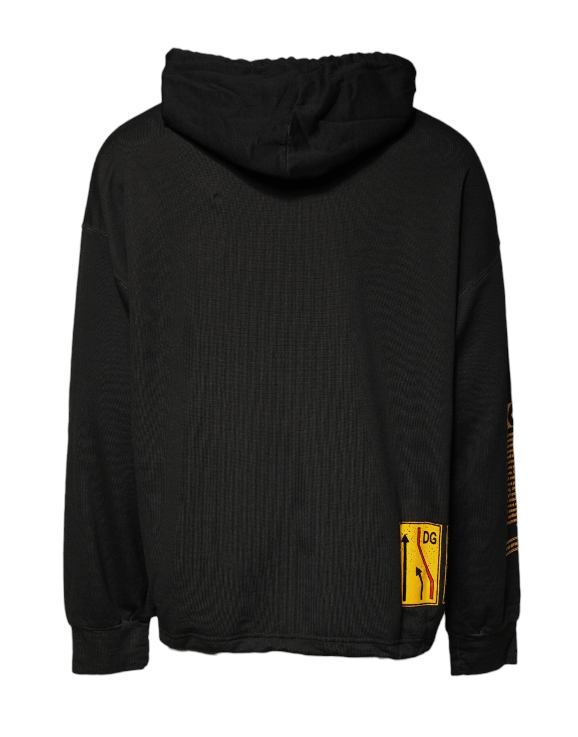 Dolce & Gabbana Schwarzer DG Shield Pullover aus Baumwolle mit Kapuze