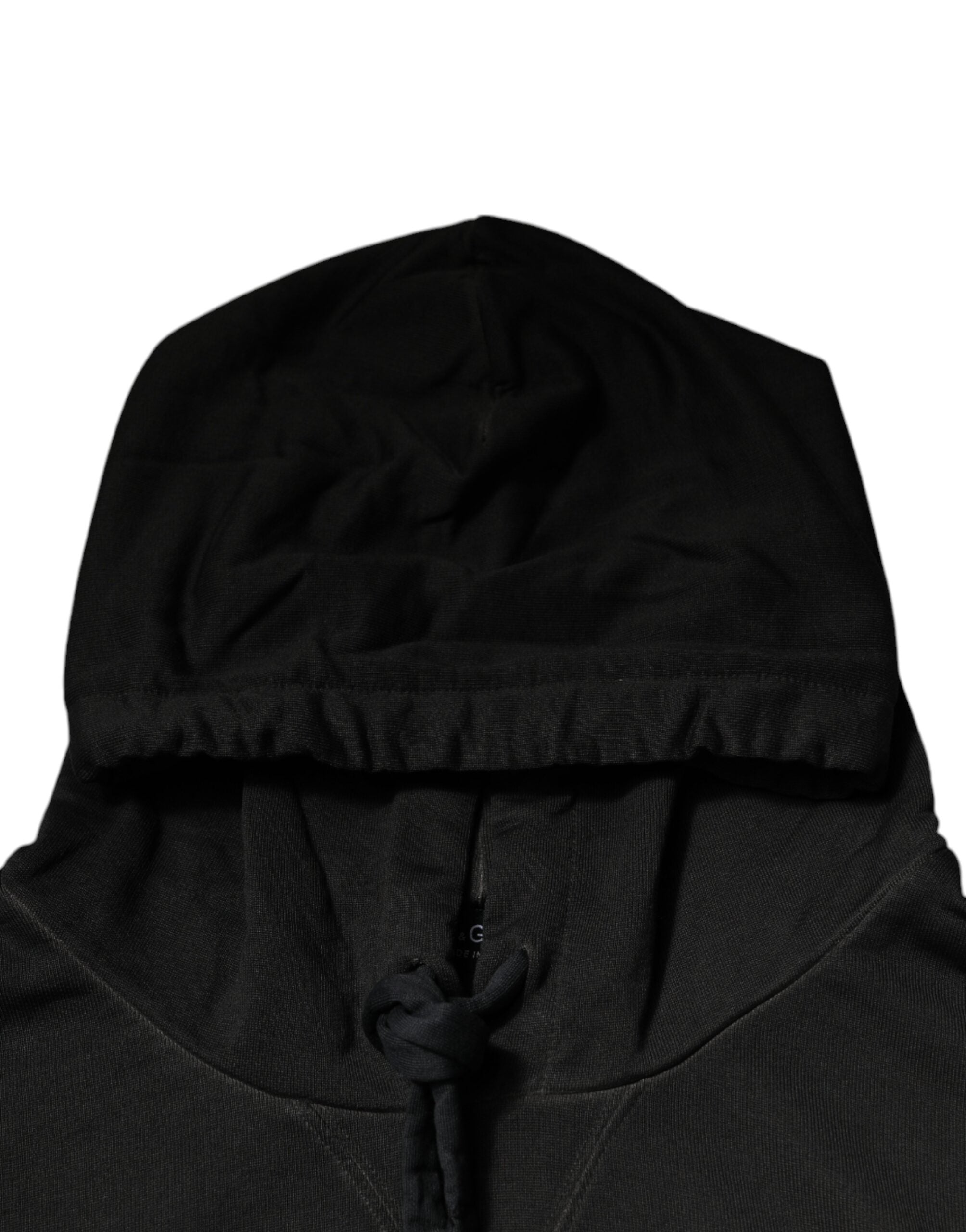 Dolce & Gabbana Schwarzer DG Shield Pullover aus Baumwolle mit Kapuze