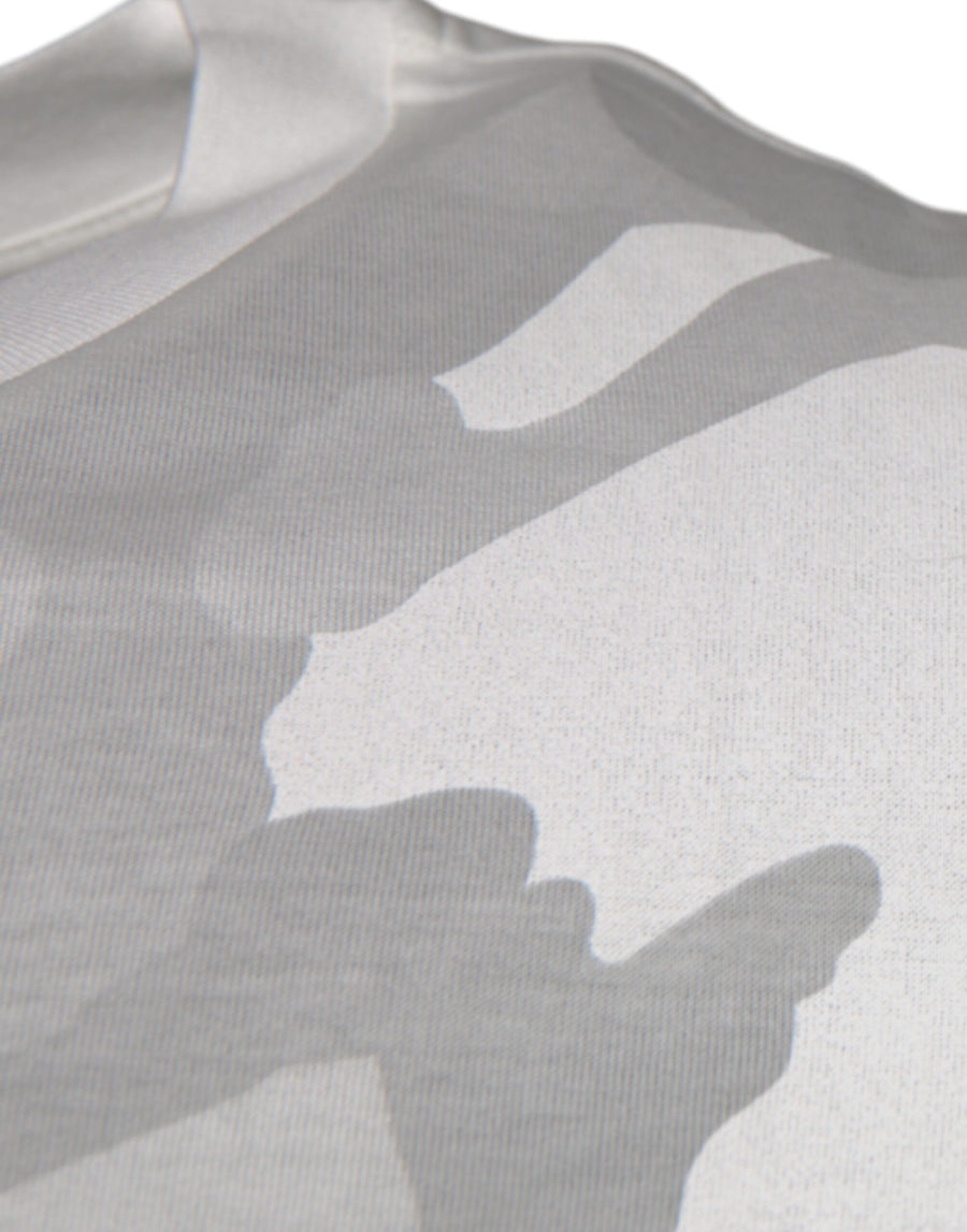 Dolce & Gabbana White Grey Camouflage Cotton Crew Neck T-Shirt