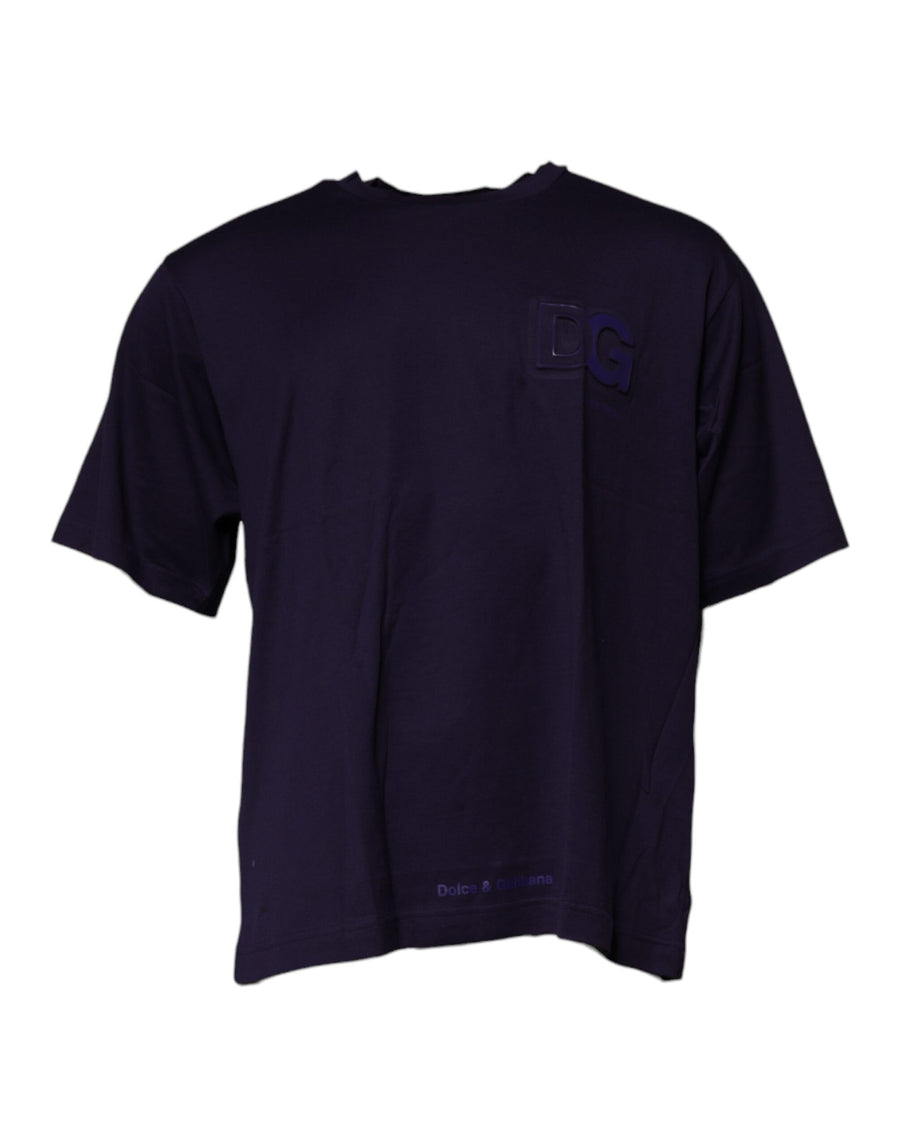 Dolce & Gabbana Navy DG Logo Cotton Crew-Neck T-Shirt