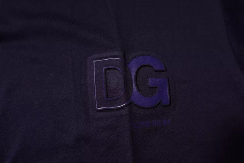 Dolce & Gabbana Marineblaues DG Logo Baumwoll-T-Shirt mit Rundhalsausschnitt