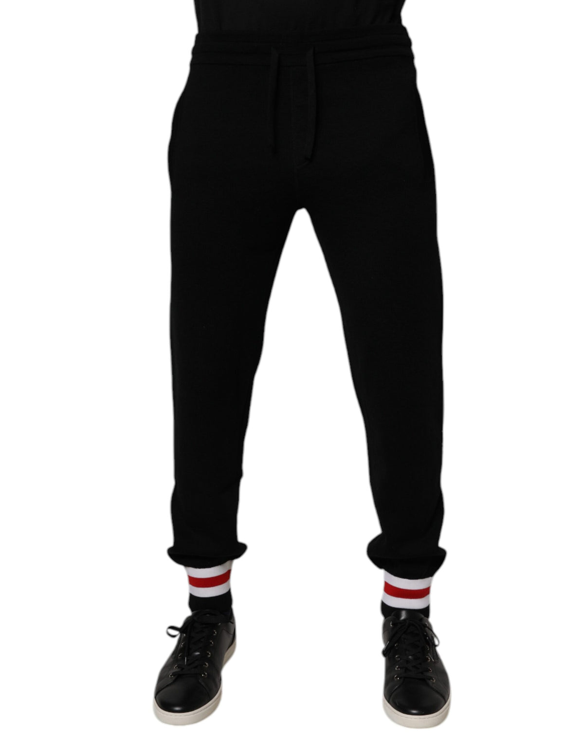 Dolce & Gabbana Schwarze Jogginghose aus Wolle mit mittlerer Taille