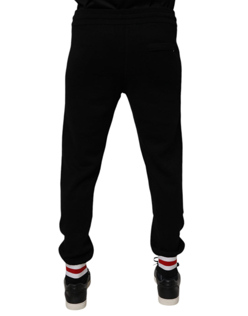 Dolce & Gabbana Schwarze Jogginghose aus Wolle mit mittlerer Taille