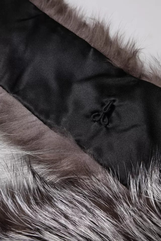 Dolce & Gabbana Grey Fox Fur Neck Wrap Warmer Winter Scarf