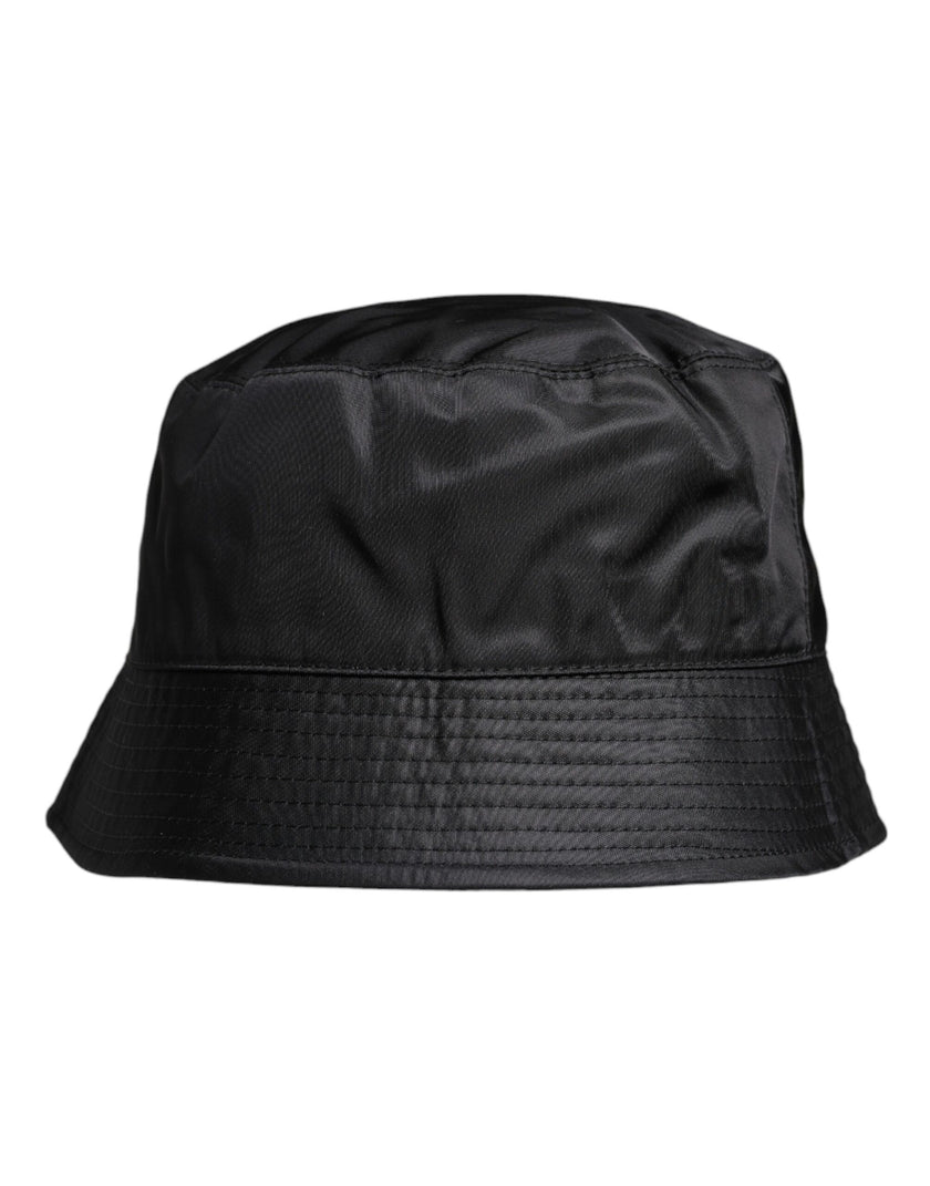 Dolce & Gabbana Schwarzer Eimerhut aus Baumwolle mit breiter Krempe