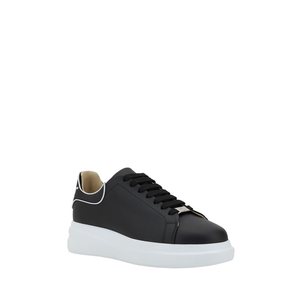 Philipp Plein Black Bos Taurus Calf Leather Low-Top Sneakers