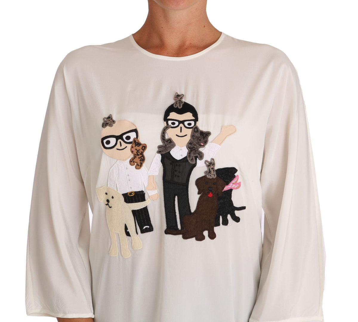 Dolce & Gabbana White Silk T-Shirt #dgfamily Blouse
