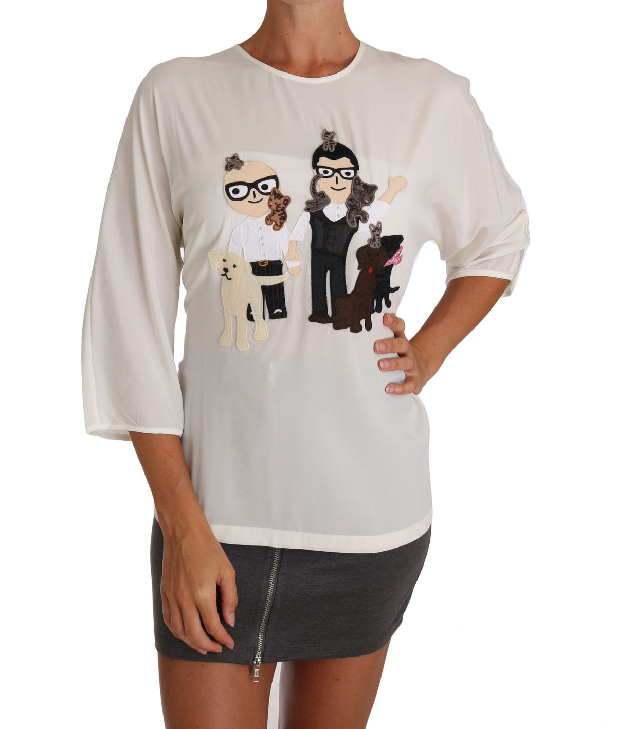 Dolce & Gabbana White Silk T-Shirt #dgfamily Blouse