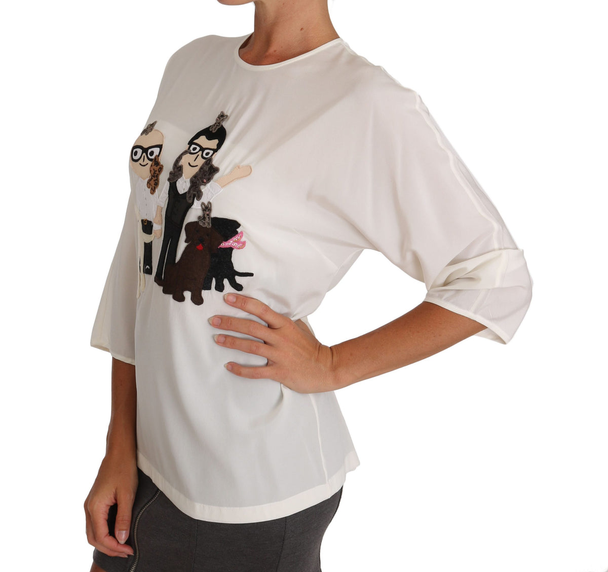 Dolce & Gabbana White Silk T-Shirt #dgfamily Blouse