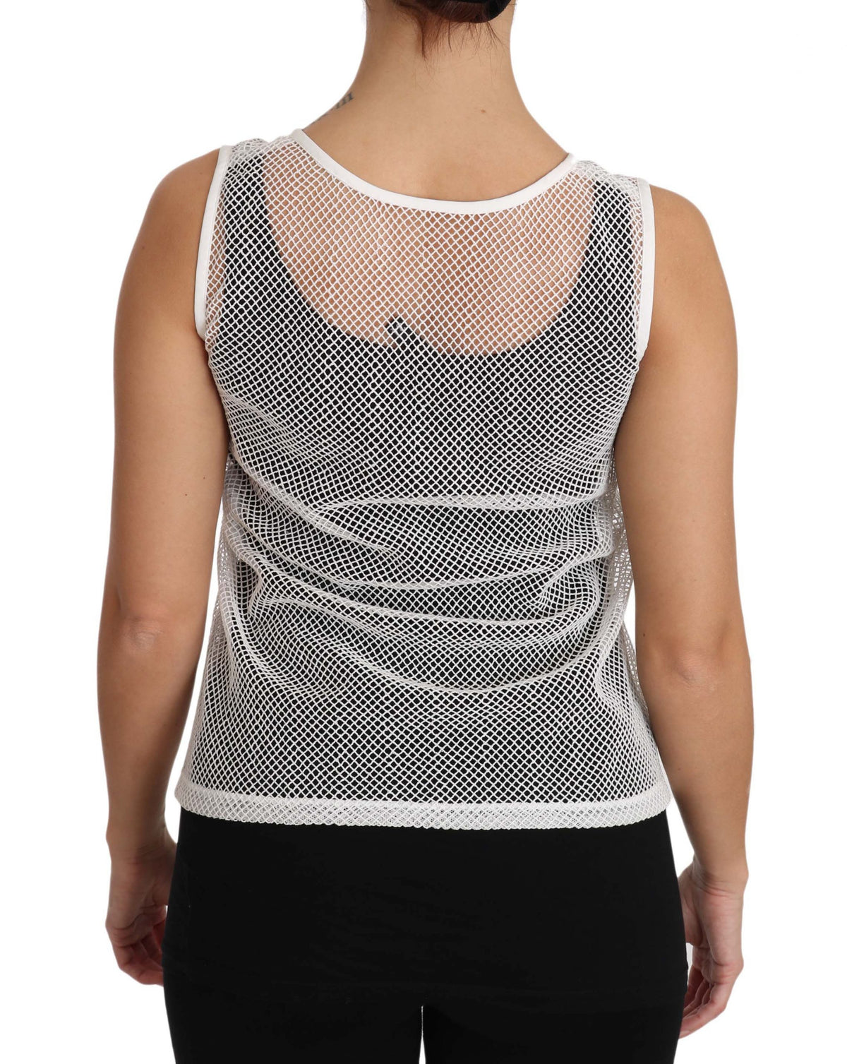 Dolce & Gabbana White Mesh Transparent Sleeveless Tank Top